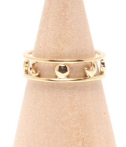 美品 スタージュエリー リング 指輪 K18 ムーンストーン 月モチーフ レディース SIZE 7号 STAR JEWELRY