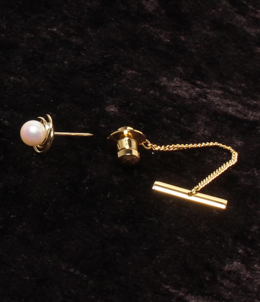 美品 タイピン カフス K18 パール 2点セット メンズ
