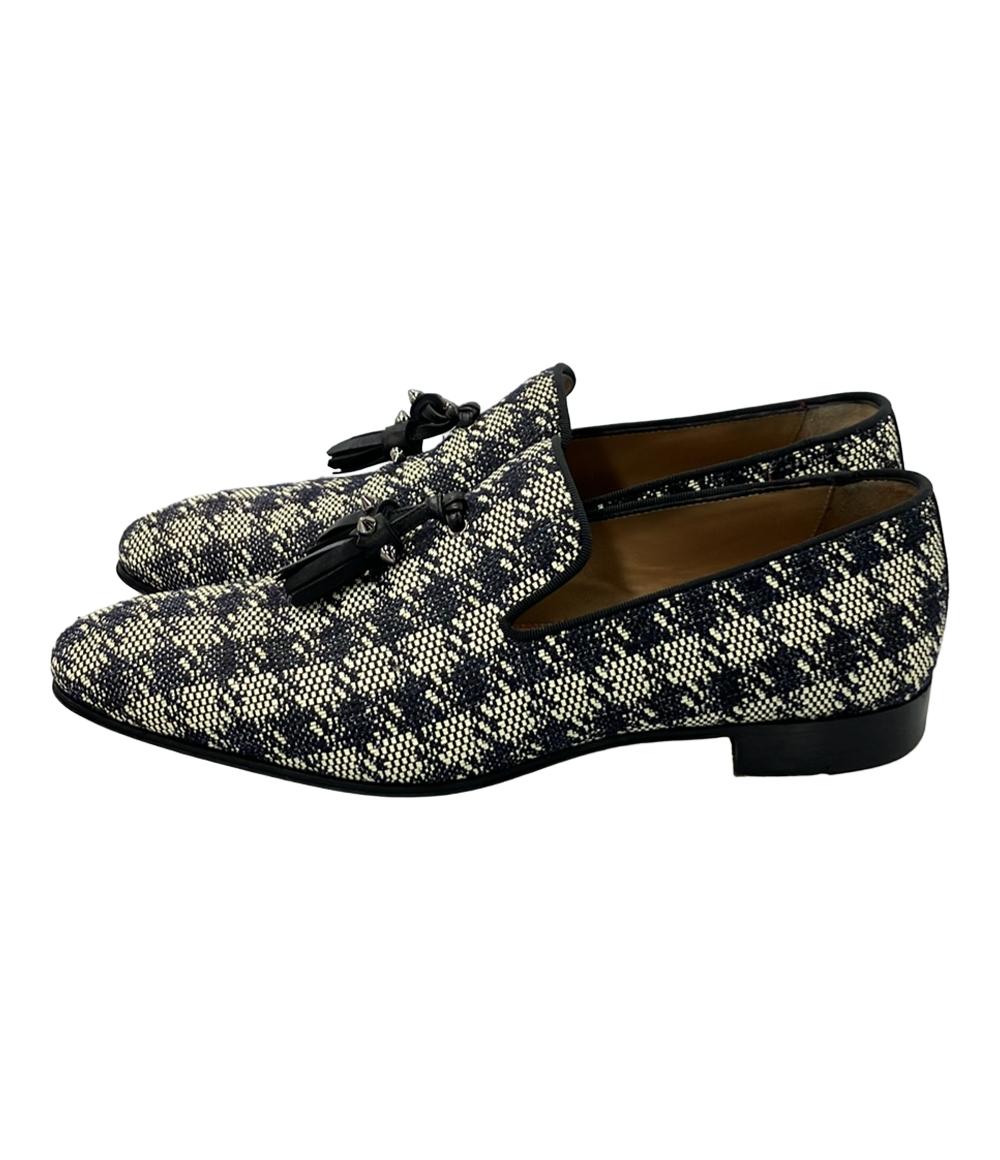 クリスチャンルブタン タッセル レザーシューズ 黒 ブラック 41 1/2 クリスチャンルブタン スリッポン タッセル メンズ SIZE 39 1/2 (XS