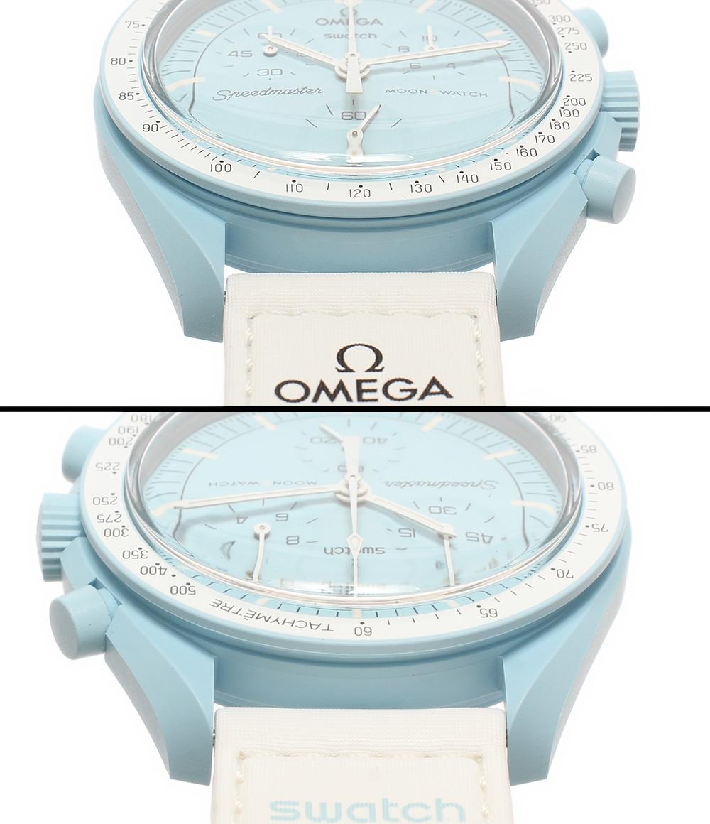 美品 Swatch OMEGA 腕時計 MISSION TO URANUS MOONSWATCH クオーツ ブルー メンズ スウォッチ オメガ