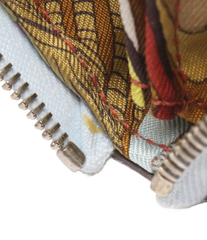 美品 エルメス ラウンドファスナー財布 □D刻印 シルバー金具 アザップコンパクト シルクイン レディース HERMES