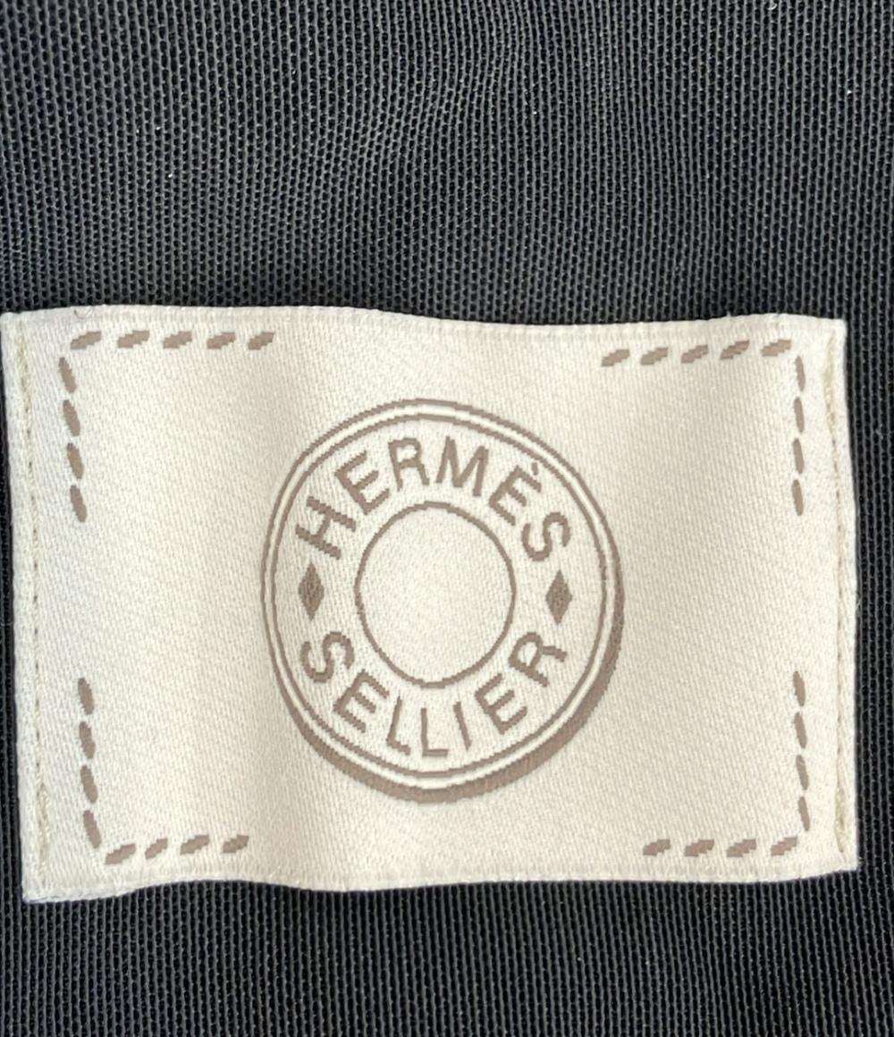 訳あり HERMES ブルゾン フード付き ジップアップ ジャケット L ネイビー メンズ SIZE L エルメス
