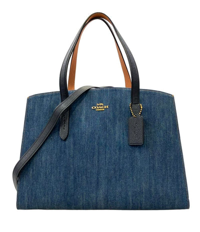 美品 COACH 2WAY ハンドバッグ トートバッグ ショルダーバッグ 斜め掛け デニム チャーリー 67334 レディース コーチ