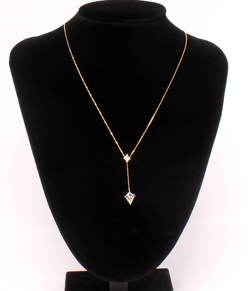 スタージュエリー K18 アクアマリン ダイヤモンド ネックレス 美品 STAR JEWELRY ネックレス K18 アクアマリン ダイヤ 0.06ct