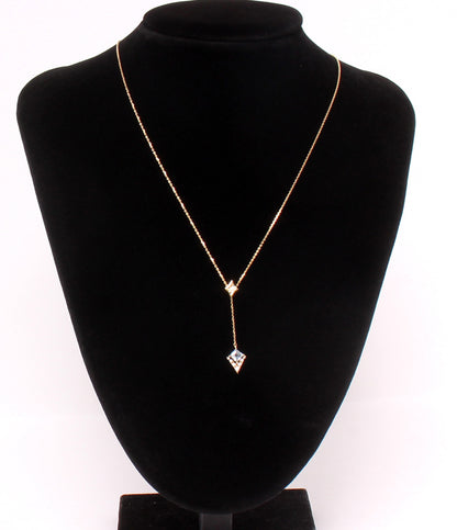 美品 STAR JEWELRY ネックレス K18 アクアマリン ダイヤ 0.06ct レディース スタージュエリー