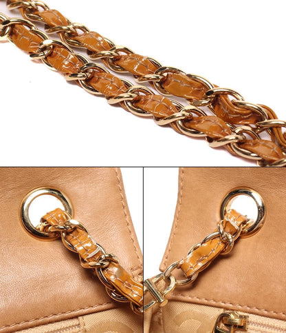 CHANEL チェーンショルダーバッグ 肩掛け ゴールド金具 シングルチェーン シングルフラップ 6番台 チョコバー レディース シャネル