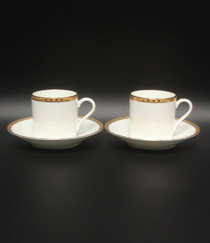 美品 Tiffany & Co. カップ＆ソーサー 2客セット ペア ゴールドバンド ティファニー