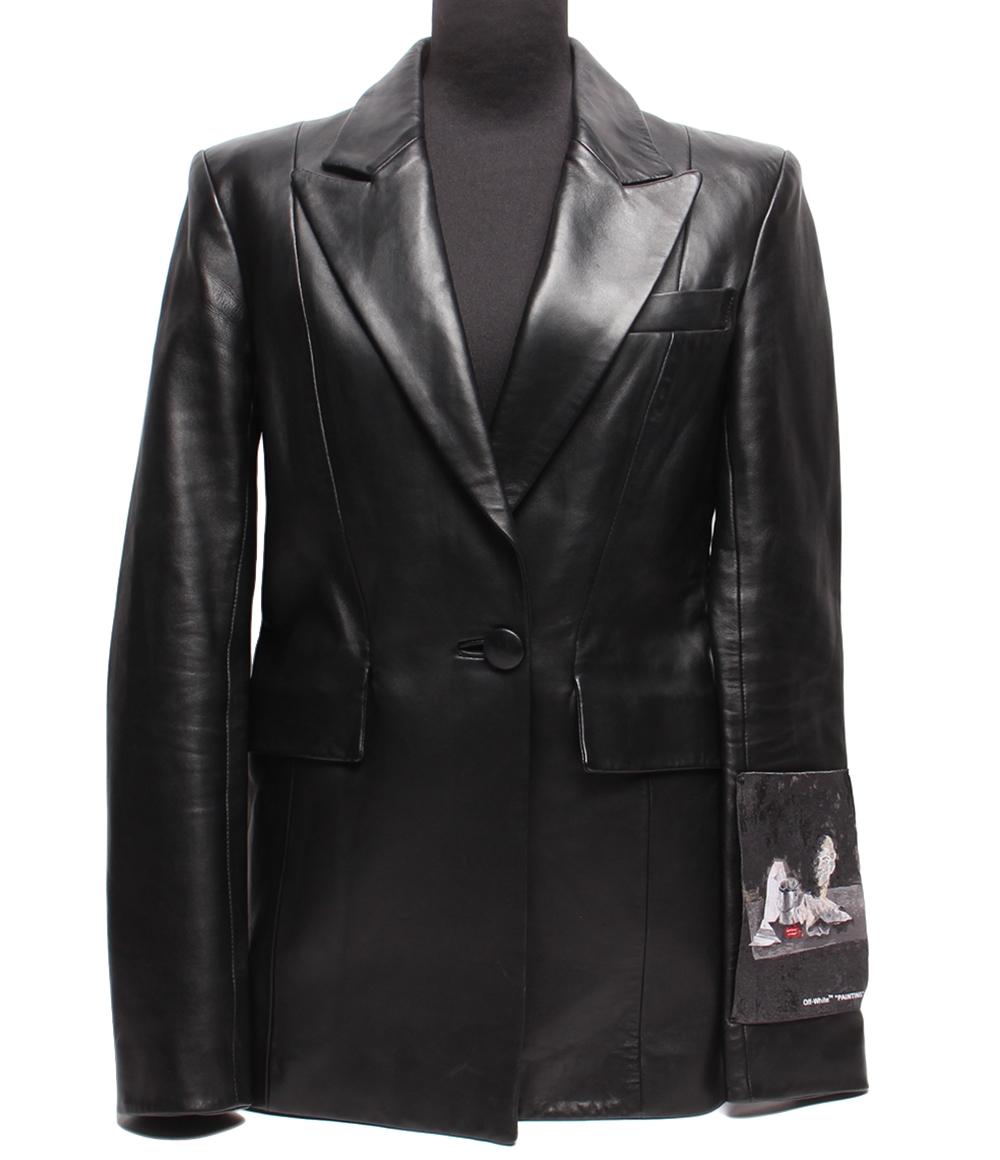 オフホワイト レザージャケット ペインティング パッチ ブレザー OWJA023F19986050 レディース SIZE 40 (M) OFF-WHITE