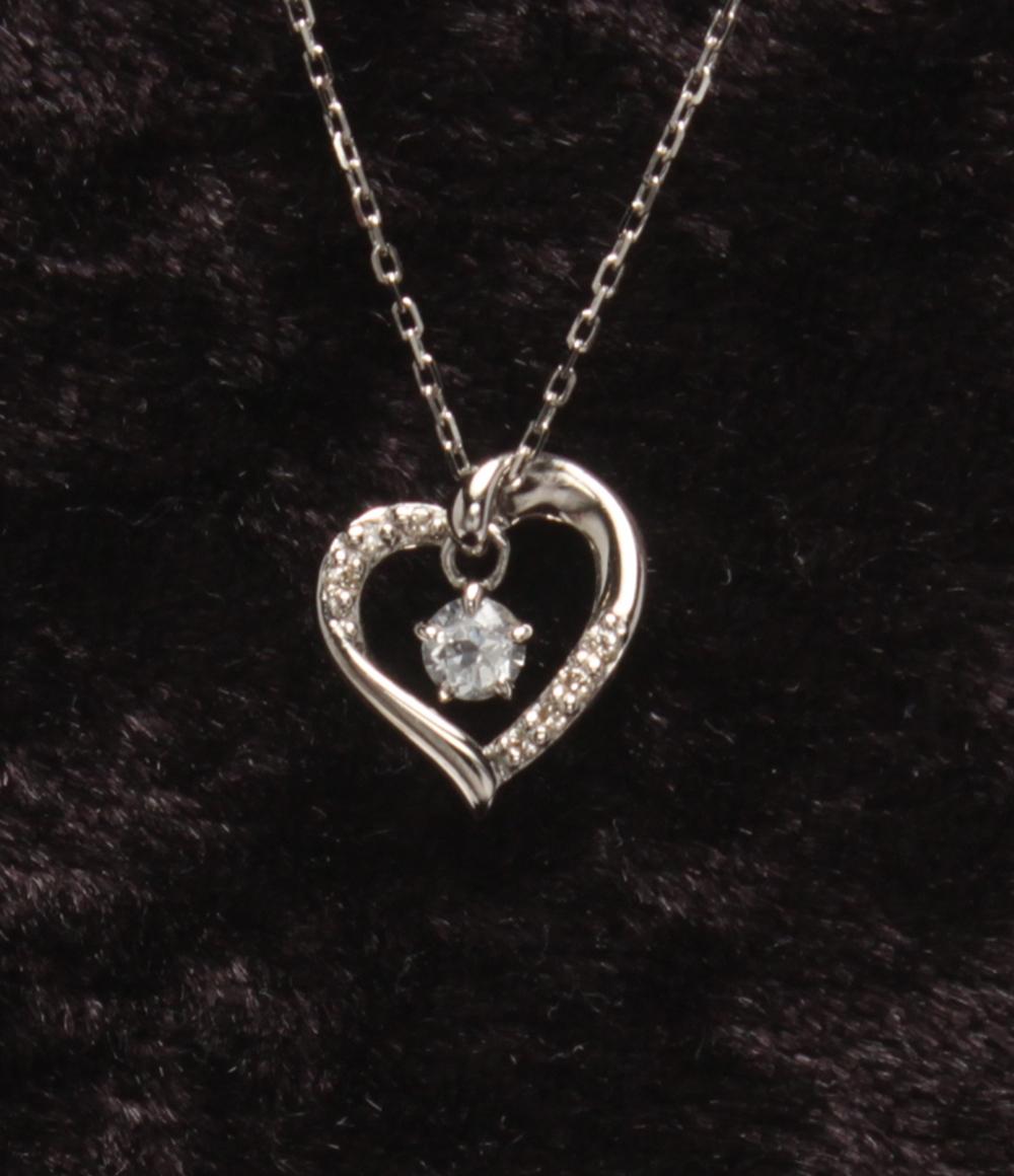 美品 ヨンドシー ネックレス SV ホワイトトパーズ ダイヤ ハートモチーフ 2020年モデル レディース 4℃