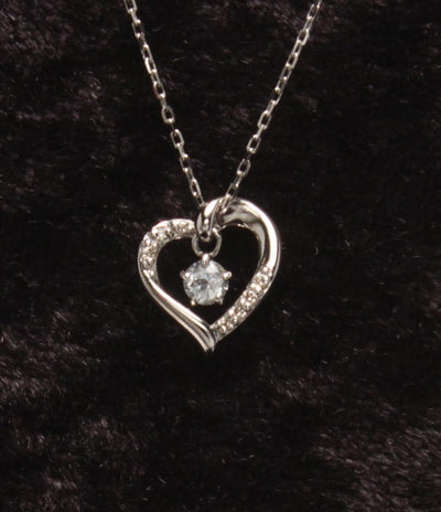 美品 ヨンドシー ネックレス SV ホワイトトパーズ ダイヤ ハートモチーフ 2020年モデル レディース 4℃