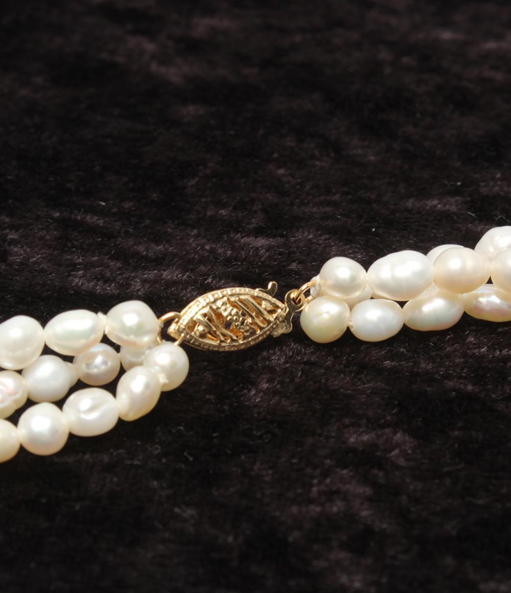 美品 3連ネックレス K14 淡水パール レディース