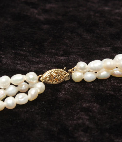 美品 3連ネックレス K14 淡水パール レディース