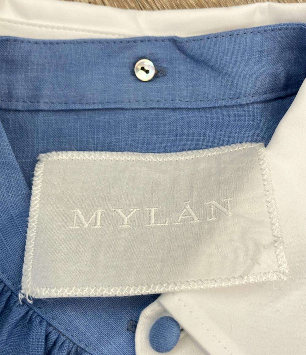 MYLAN 長袖ワンピース ボリュームスリーブ シャツ タグ付き リネン100% MY24SS-BL028 レディース SIZE F (M) マイラン