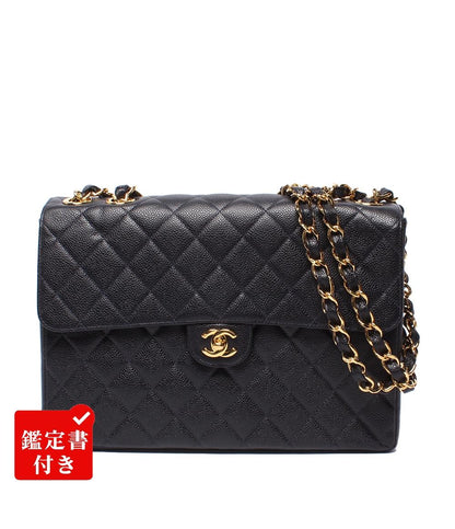 CHANEL チェーンショルダーバッグ マトラッセ キャビアスキン ゴールド金具 ダブルチェーン 6番台 肩掛け レディース シャネル