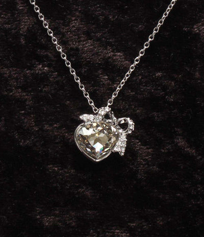 美品 SWAROVSKI ネックレス ハートモチーフ リボンモチーフ レディース スワロフスキー
