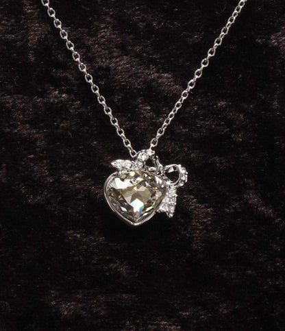 美品 SWAROVSKI ネックレス ハートモチーフ リボンモチーフ レディース スワロフスキー