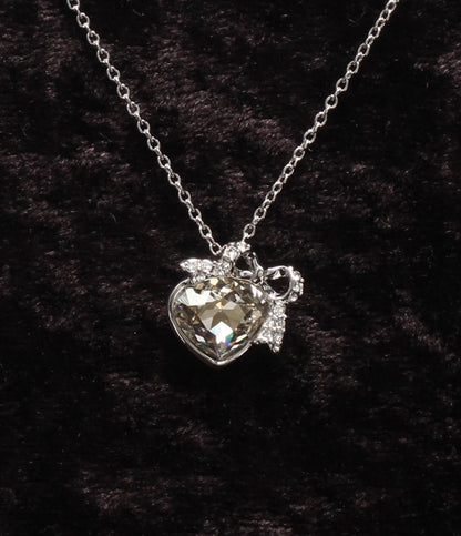 美品 SWAROVSKI ネックレス ハートモチーフ リボンモチーフ レディース スワロフスキー