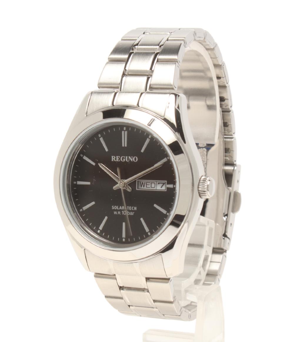美品 REGUNO 腕時計 ソーラー ブラック J800-S106591 メンズ レグノ