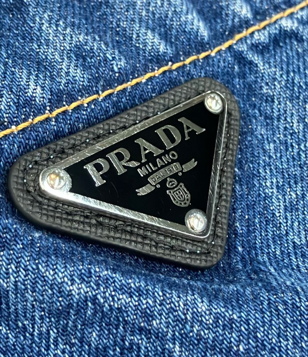 美品 PRADA 半袖デニムシャツ トライアングルプレート GEC067 メンズ SIZE L プラダ