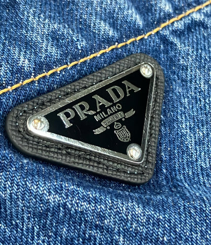 美品 PRADA 半袖デニムシャツ トライアングルプレート GEC067 メンズ SIZE L プラダ
