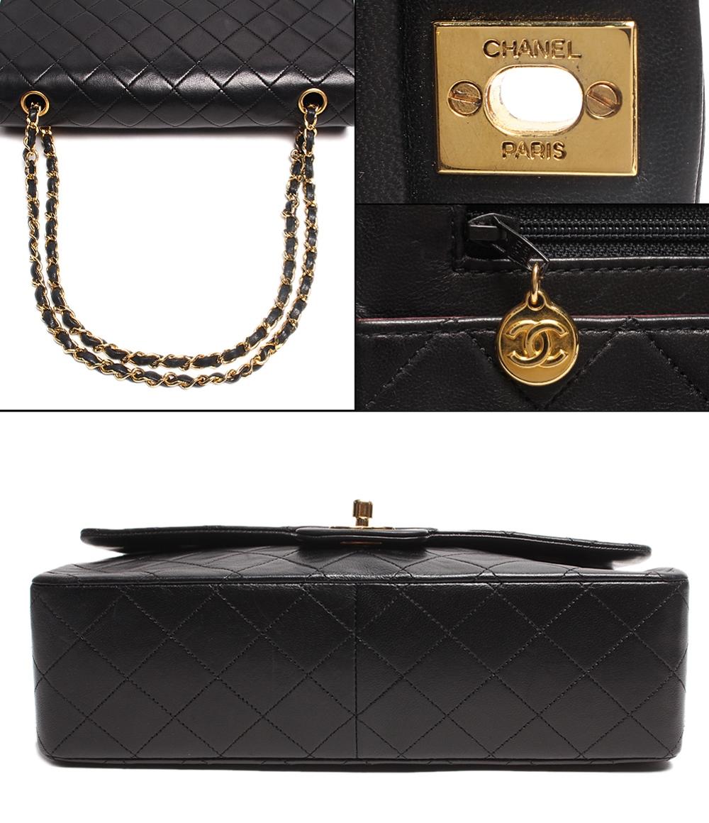 シャネル ダブルチェーンレザーショルダーバッグ ココマーク ゴールド金具 マトラッセ レディース CHANEL
