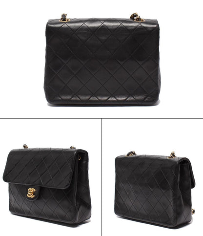 CHANEL チェーンショルダーバッグ 肩掛け 斜め掛け ゴールド金具 シングルチェーン シングルフラップ 1番台 スムースレザー マトラッセ20 レディース