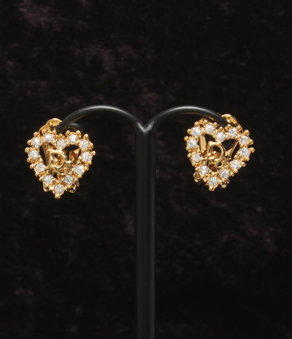 美品 Christian Dior ネックレス イヤリング Diorロゴ ハートモチーフ 2点セット レディース クリスチャンディオール