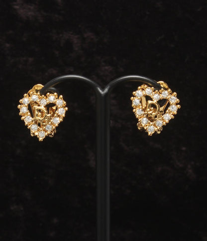 美品 Christian Dior ネックレス イヤリング Diorロゴ ハートモチーフ 2点セット レディース クリスチャンディオール