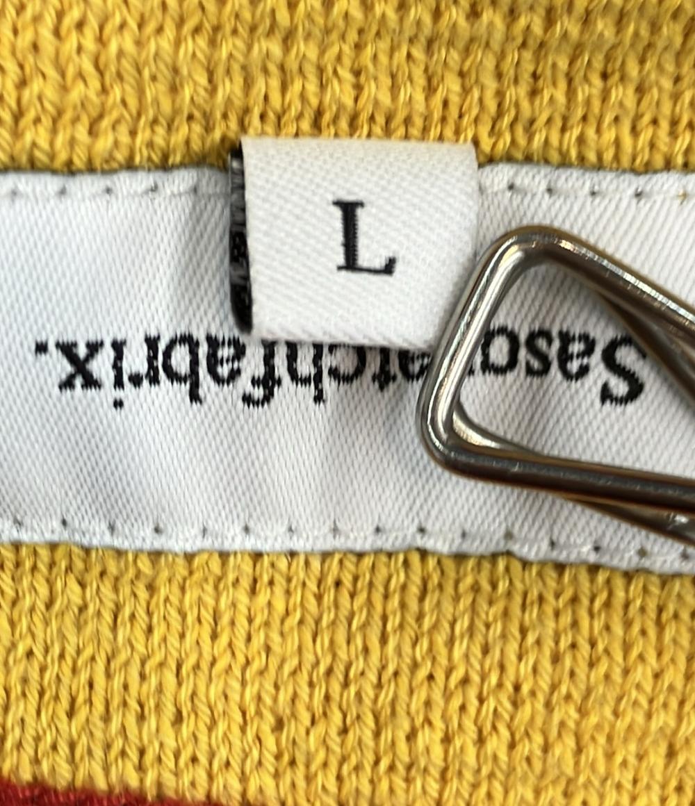 SASQUATCHfabrix. 長袖カーディガン イエロー レッド ストリート 21SS-knn-001 メンズ SIZE Large (L) サスクワァッチファブリックス