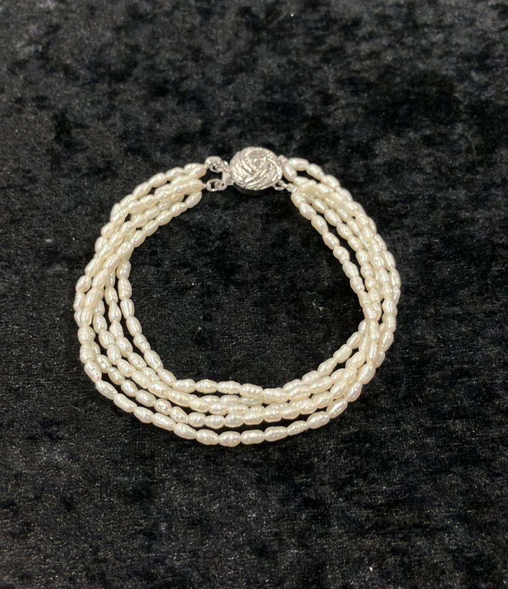 美品 7連ネックレス 5連ブレスレット 淡水パール ２点セット レディース