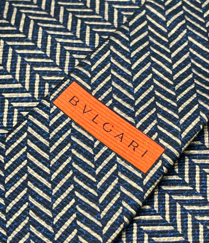 美品 BVLGARI ネクタイ ヘリンボーン柄 シルク100% メンズ ブルガリ