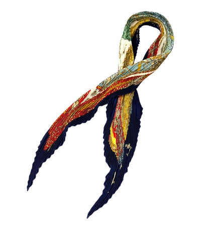 美品 エルメス プリーツスカーフ シルク100% アトランティス大陸 L  