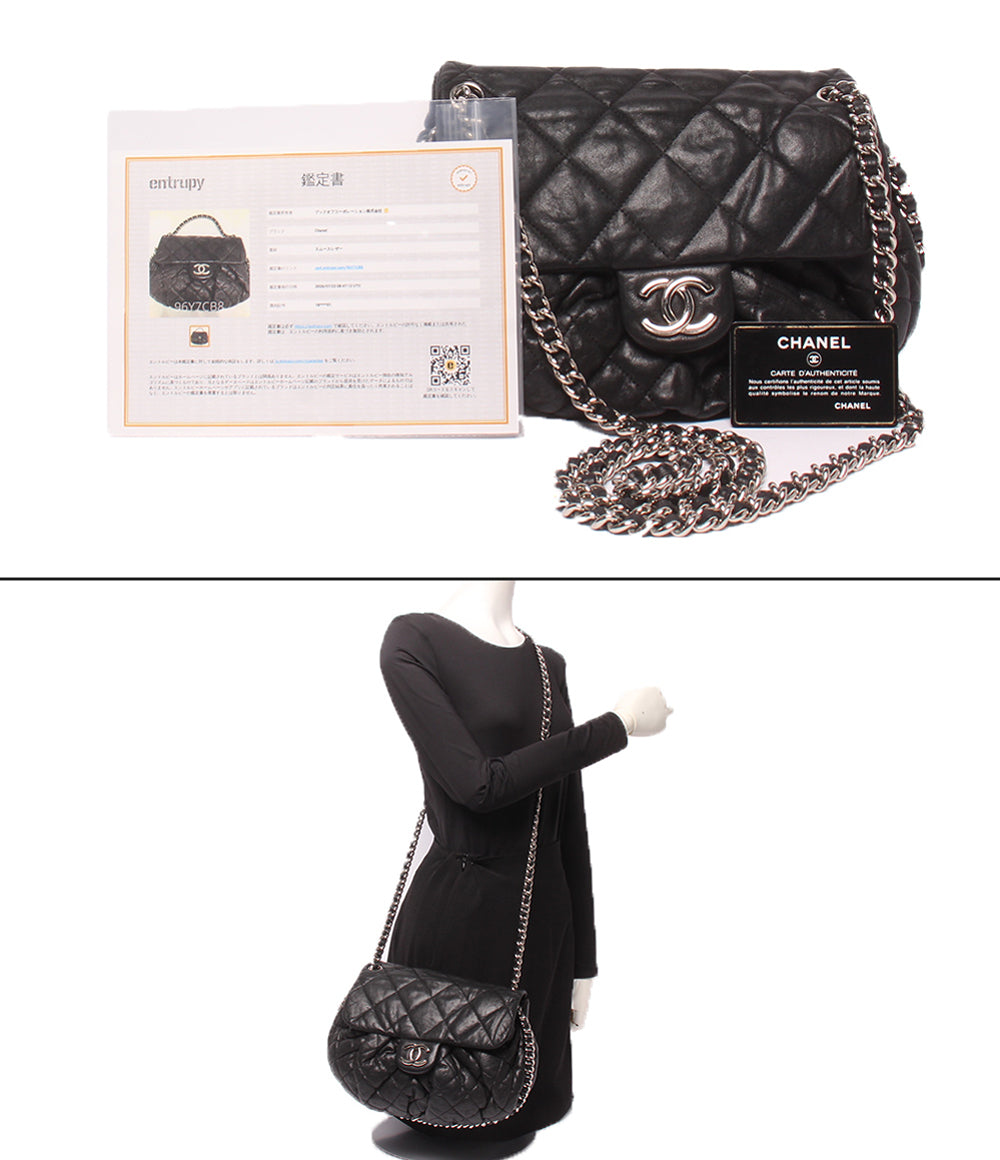 訳あり CHANEL チェーンショルダーバッグ シルバー金具 18番台 斜め掛け マトラッセ チェーンアラウンド レディース シャネル