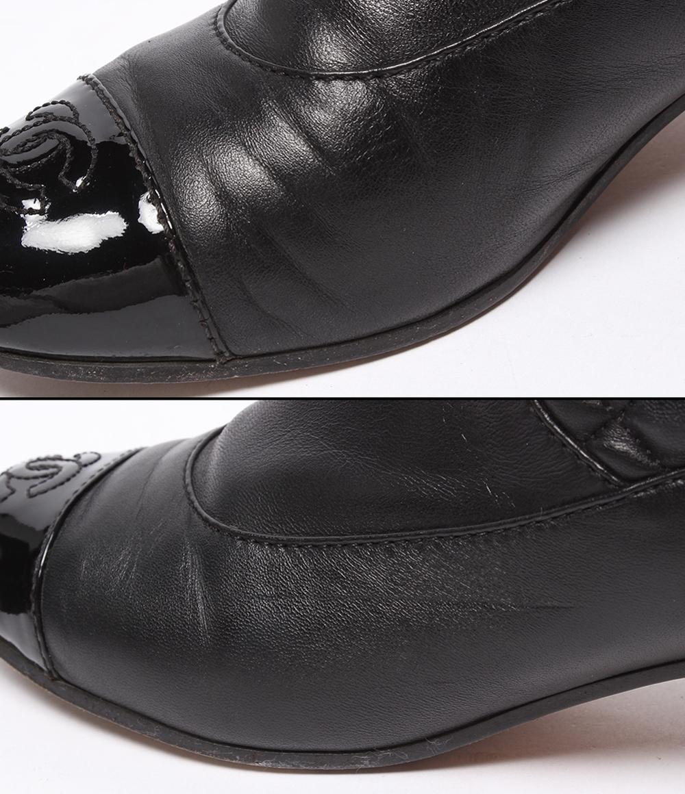 CHANEL ショートブーツ サイドファスナー パール マトラッセ ゴールド金具 G34074 レディース SIZE 38 (24cm) シャネル