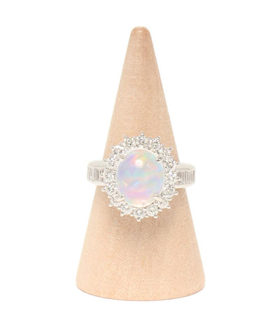 美品 リング 指輪 Pt900 ウォーターオパール3.92ct ダイヤ1.13ct レディース SIZE 12号