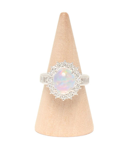美品 リング 指輪 Pt900 ウォーターオパール3.92ct ダイヤ1.13ct レディース SIZE 12号