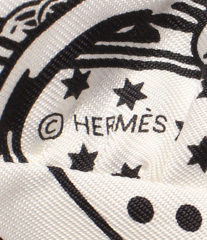 美品 HERMES スカーフ シルク100％ ツイリー EPERON DOR BANDANA エプロンドール バンダナ レディース エルメス