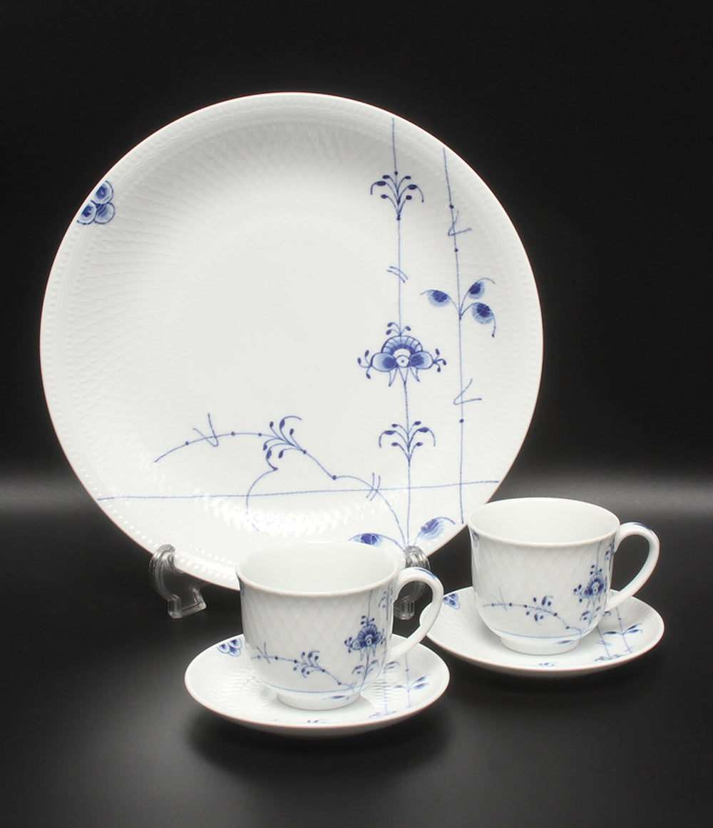 美品 Royal Copenhagen カップ＆ソーサー2客 プレート 皿 26cm 3点セット ブルーパルメッテ ロイヤルコペンハーゲン