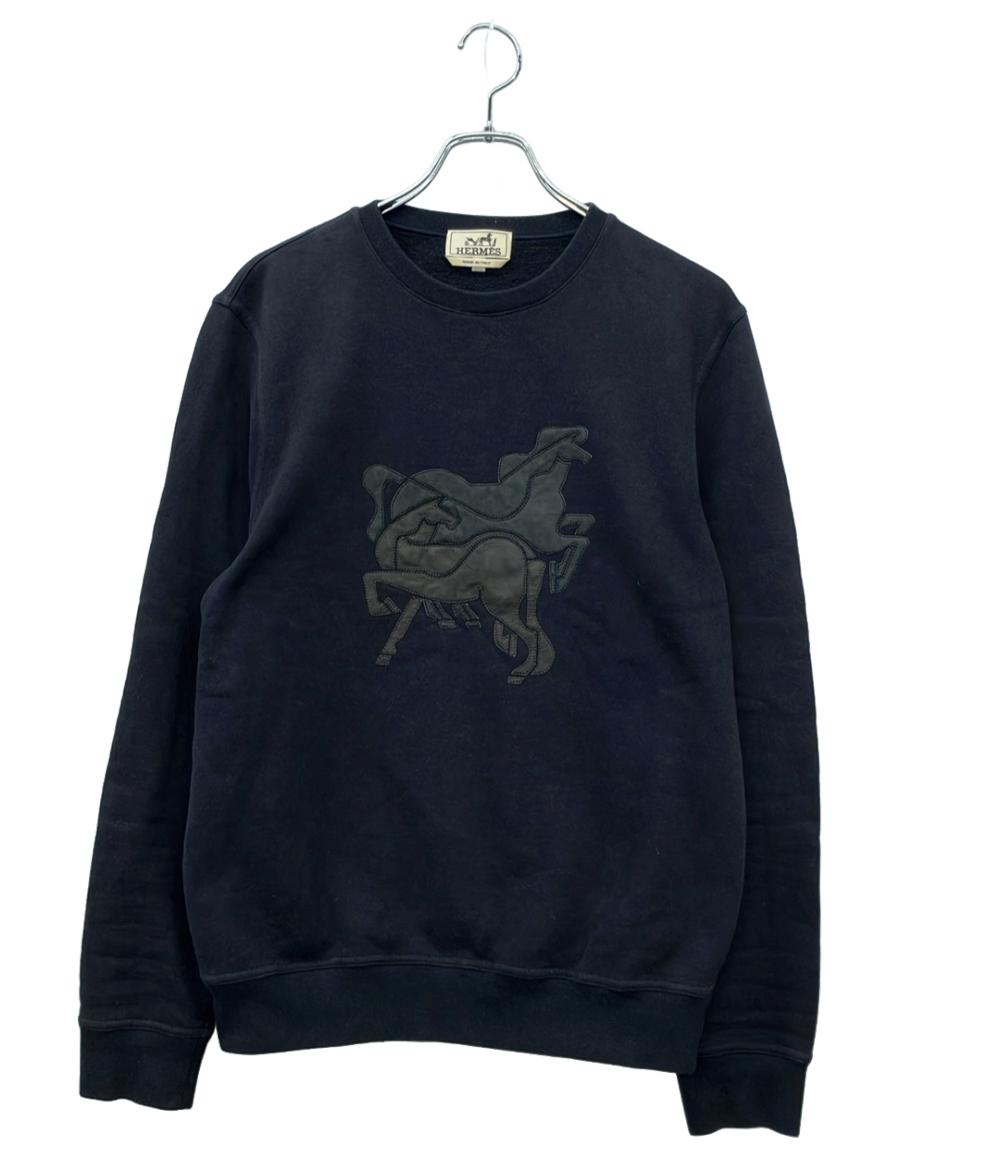 HERMES トレーナー レザーパッチ メンズ SIZE M エルメス