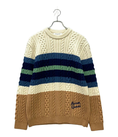 美品 MAISON KITSUNE 長袖ニット セーター NM00804KH0001 メンズ SIZE M メゾンキツネ