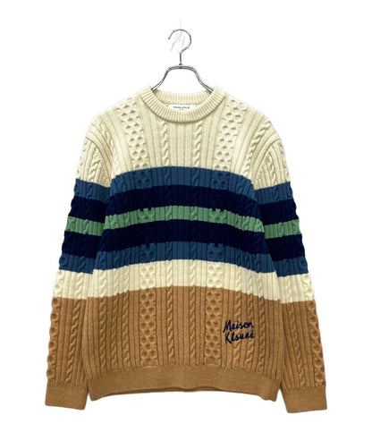 美品 MAISON KITSUNE 長袖ニット セーター NM00804KH0001 メンズ SIZE M メゾンキツネ