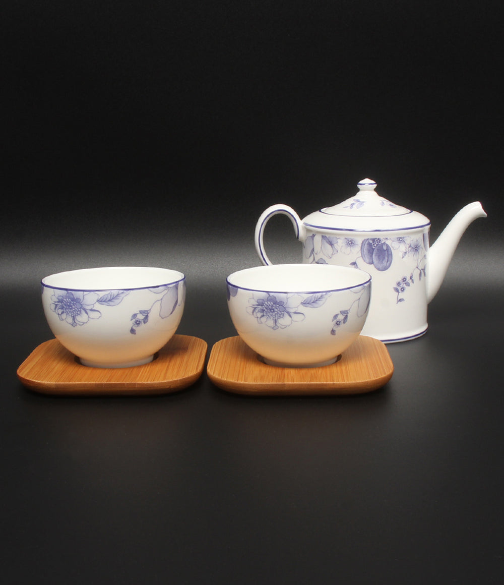 美品 WEDGWOOD ジャパニーズティーカップ 茶托 ティーポット 小皿 豆皿 ミニプレート 5点セット ブループラム ウェッジウッド