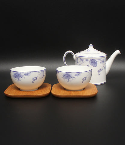 美品 WEDGWOOD ジャパニーズティーカップ 茶托 ティーポット 小皿 豆皿 ミニプレート 5点セット ブループラム ウェッジウッド