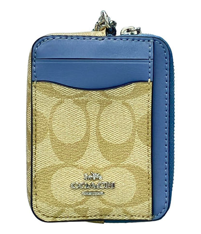 美品 コーチ カードケース コインケース チェーン付き シグネチャー レディース COACH