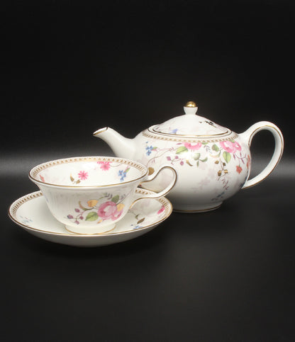 美品 WEDGWOOD ティーポット カップ＆ソーサー 2点セット ローズ ゴールド ウエッジウッド