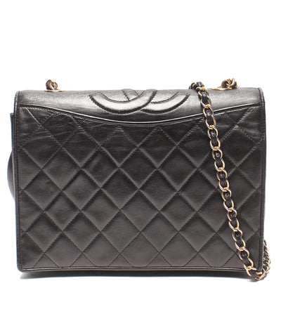 CHANEL チェーンショルダーバッグ 肩掛け ゴールド金具 シングルチェーン シングルフラップ マトラッセ ラムスキン レディース シャネル