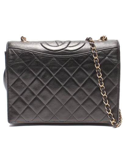 CHANEL チェーンショルダーバッグ 肩掛け ゴールド金具 シングルチェーン シングルフラップ マトラッセ ラムスキン レディース シャネル