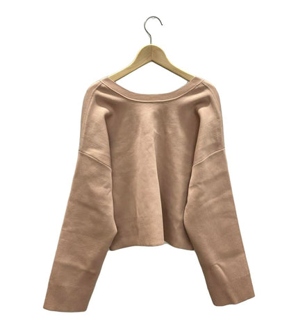 美品 ドロップショルダーVネックショートブラウス レディース SIZE F FUNCTIONAL MATERIAL LINE S/S