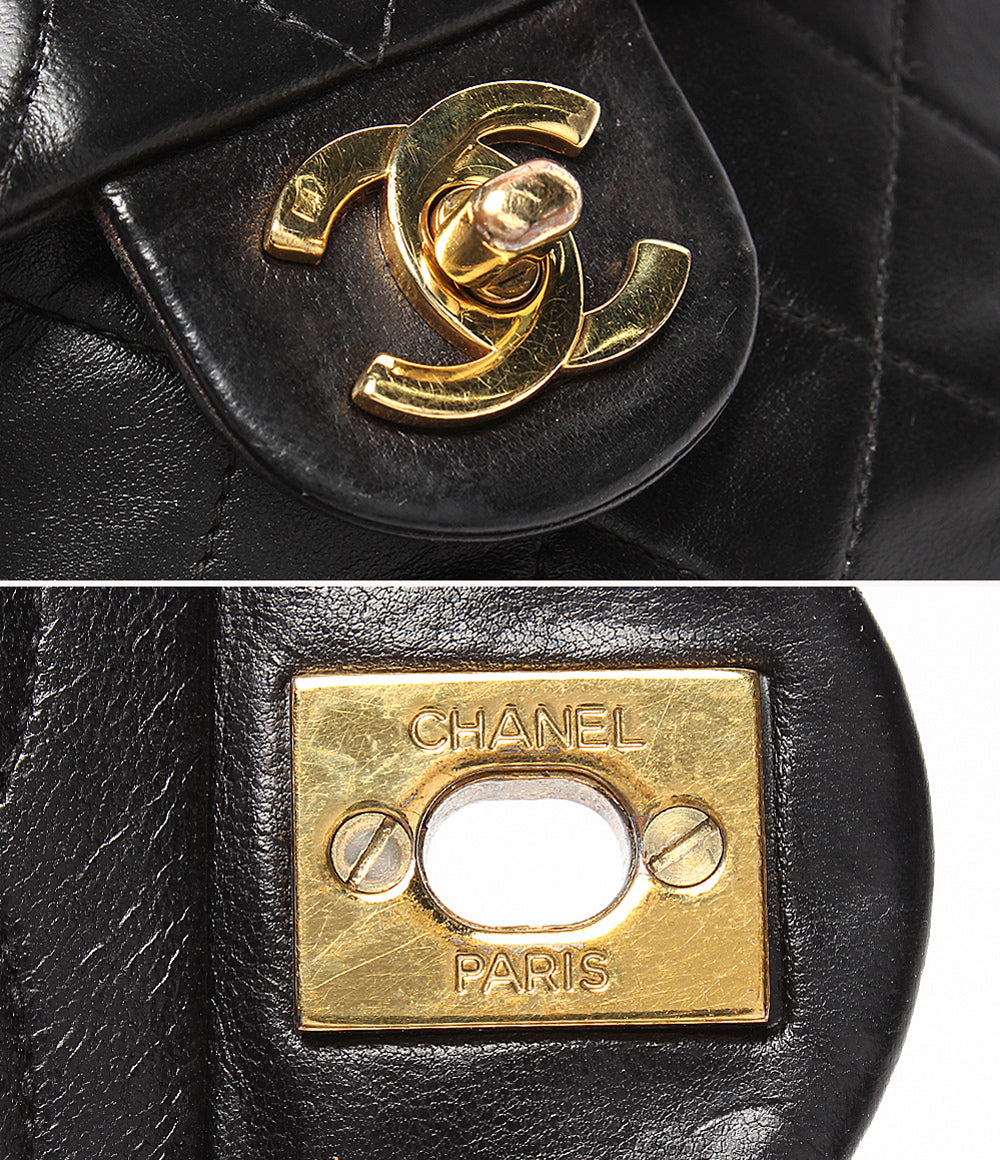 CHANEL シャネル ミニマトラッセ シングルプラップ チェーンショルダーバッグ  ラムスキン×コットン  黒（ゴールド金具） レディース バッグ レディース【中古】【送料無料】【SS】 CHANEL チェーンショルダーバッグ ゴールド金具 ミニマトラッセ 3番台