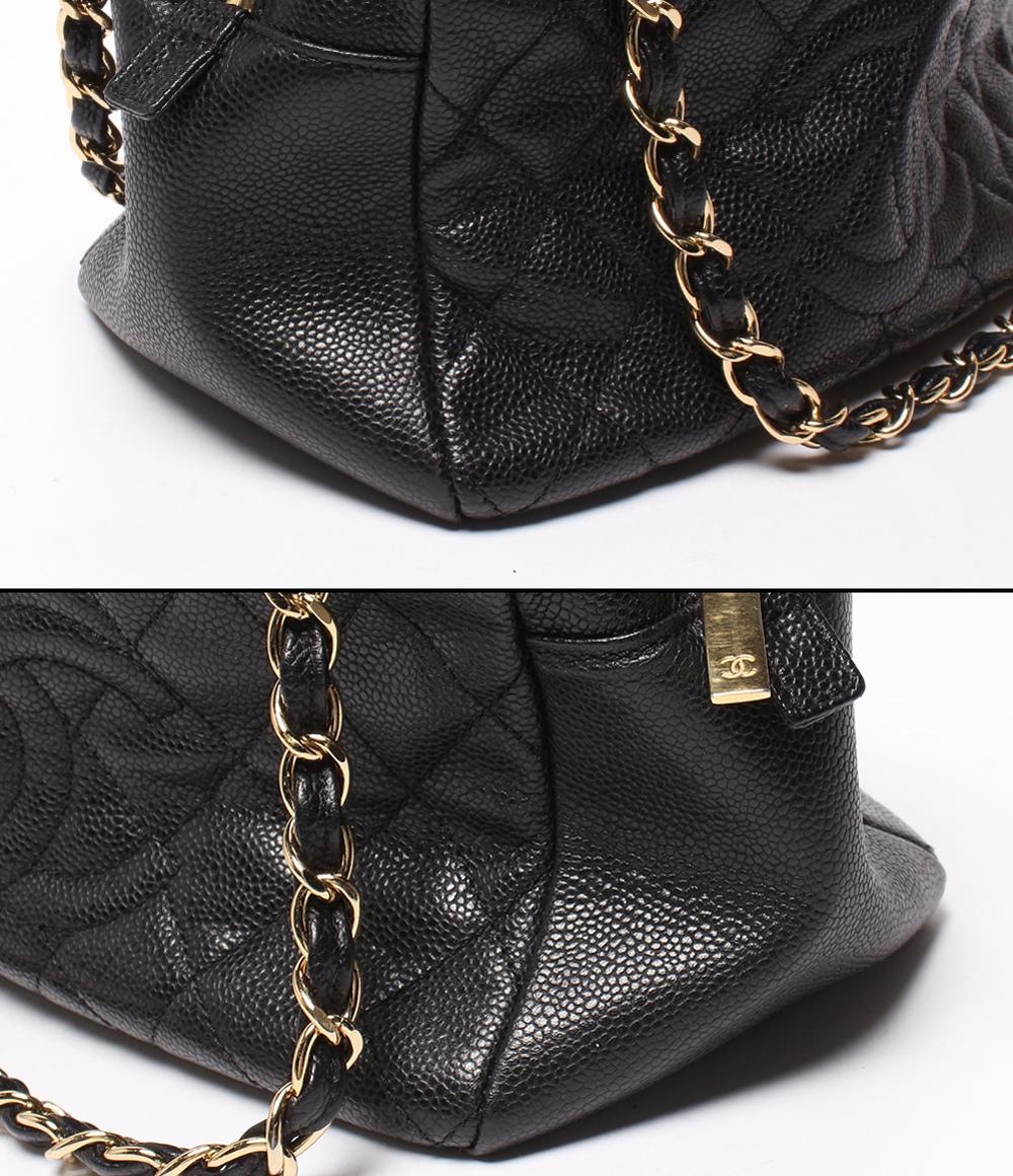 CHANEL チェーンショルダーバッグ 肩掛け ゴールド金具 マトラッセ キャビアスキン プチタイムレス PTT A18004 レディース シャネル
